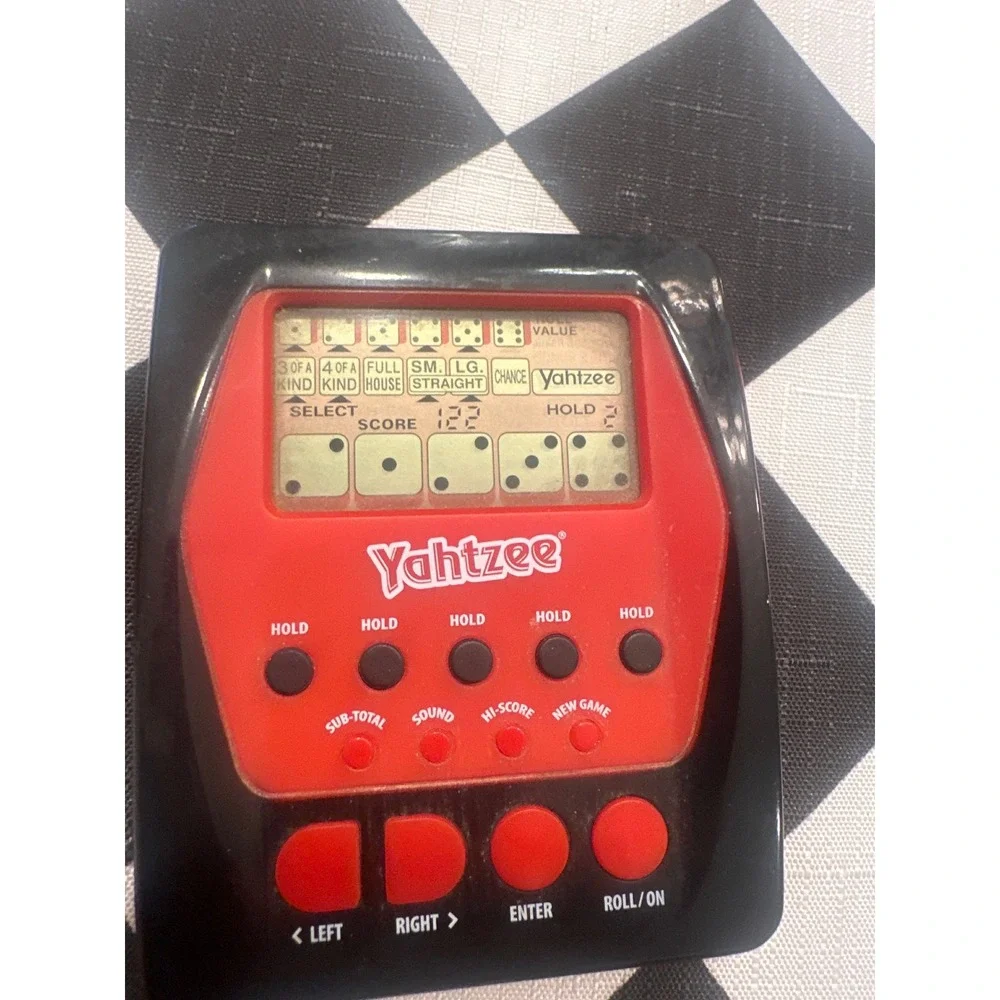 Hasbro Gaming Yahtzee Handheld Electronic Game 2012 Red Black Portable Dice